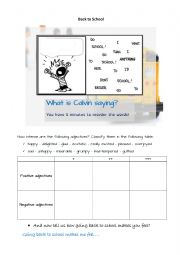 English Worksheet: Back to School