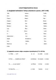 English Worksheet: exam for 2. class