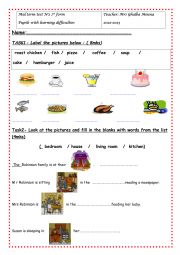 English Worksheet: Mid term test 2 7th