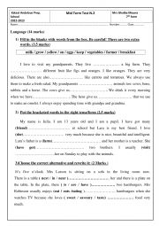 English Worksheet: Mid term test 2 7th