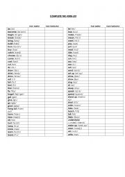 English Worksheet: IRREGULAR VERBS LIST 