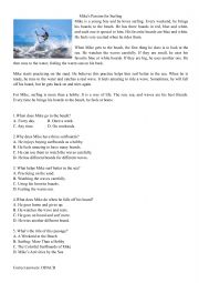 English Worksheet: Mike�s Passion for Surfing 