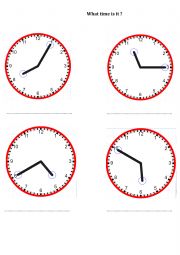 English Worksheet: What time is it?