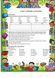 English Worksheet: LESURE ACTIVITIES