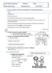 English Worksheet: 7th form test
