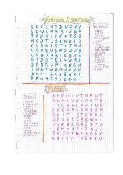 English Worksheet: Wordsearch for weather & nature and time