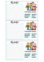 English Worksheet: Word search family members