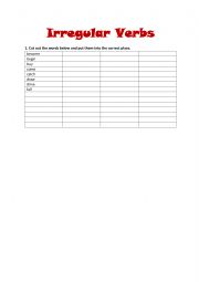 English Worksheet: Irregular verbs