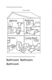 English Worksheet: Parts of house
