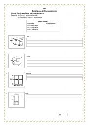 English Worksheet: test dimension