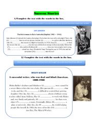 Succes Stories;AMY JHONSON /HELEN KELLER