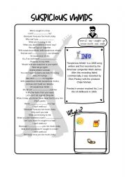 English Worksheet: Suspicious Minds lyrics worksheet Elvis Presley