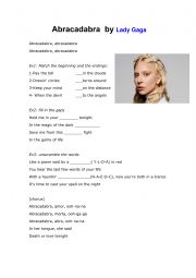 English Worksheet: Abracadabra by Lady Gaga