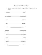 Gerunds and Inifnitives worksheet