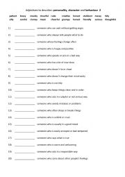 English Worksheet: A2-B1 Adjectives to describe personality, character and behaviour 2