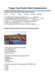 English Worksheet: Prague Guide Video Comprehension