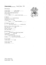 English Worksheet: I want to break free by Queen 