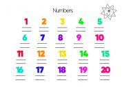 English Worksheet: Numbers, name and pronunciation Sheet, for kids. 