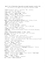 English Worksheet: Aussi slang