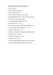 English Worksheet: Present Simple or Present Continuous