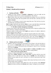 English Worksheet: writing notes for different topics