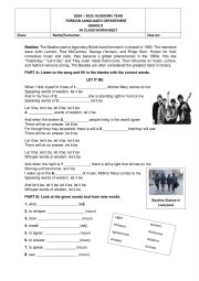 English Worksheet: LET IT BE SONG WORKSHEET (With Key) 
