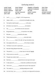 English Worksheet: A2-B1 20 pairs of commonly confused words 3