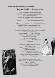 English Worksheet: Taylor Swift Better Man worksheet I wish construction