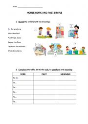 English Worksheet: Housework and past simple