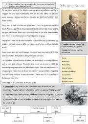 English Worksheet: My ancestors