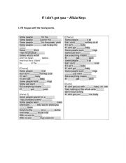 English Worksheet: If I Ain�t Got You