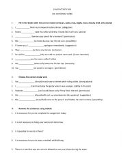 English Worksheet: USE OF MODAL VERBS