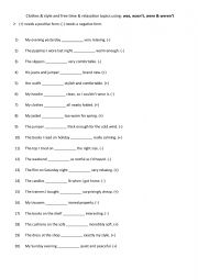 English Worksheet: Clothes & style and free time & relaxation topics using was, wasnt, were & werent