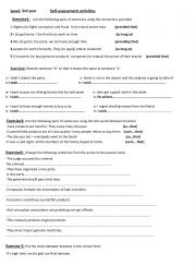 English Worksheet: assessment grammar activities
