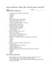 English Worksheet: Journey to Ellis Island Quiz