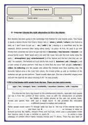 English Worksheet: Getting ready for mid term test three  9th grade