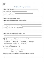 English Worksheet: Gettint to know you