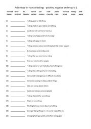 English Worksheet: A2-B1 Adjectives of feeling - positive, negative and neutral 1