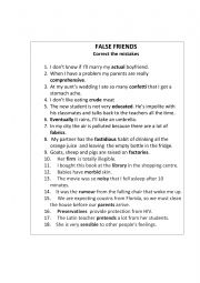 English Worksheet: False friends (Italian-English)