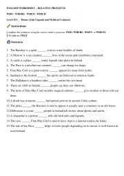 English Worksheet: Relative pronoms