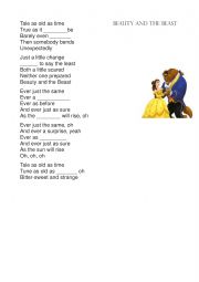 English Worksheet: Beauty and the beast song