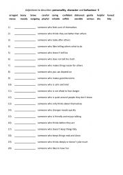 English Worksheet: A2-B1 Adjectives to describe personality, character and behaviour 5