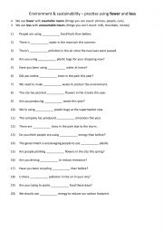 English Worksheet: Health & fitness  practise using fewer and less