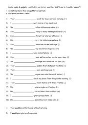 English Worksheet: A2-B1 Social media & gadgets - past habits and states used to  didn�t use to  would  wouldn�t