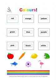 Colours Worksheet for use with the Rainbow Colors song by The Singing Walrus
