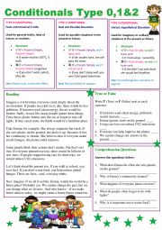 English Worksheet: Conditionals Type 0,1 &2  (Answer key included)