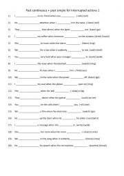 Past continuous + past simple for interrupted actions 1