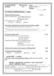 English Worksheet: mid term test n3 8th form