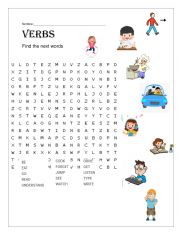 English Worksheet: VERBS WORKSEARCH