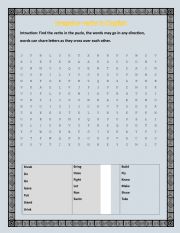 English Worksheet: Irregular English Verbs Puzzle